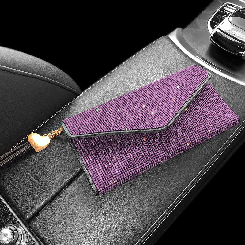 Portefeuille Femme Cristaux Bling - Porte-Cartes Carré Fashion avec Strass