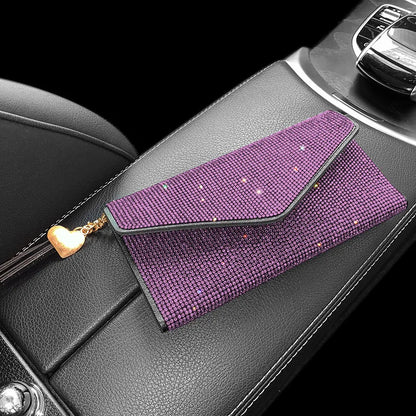 Portefeuille Femme Cristaux Bling - Porte-Cartes Carré Fashion avec Strass