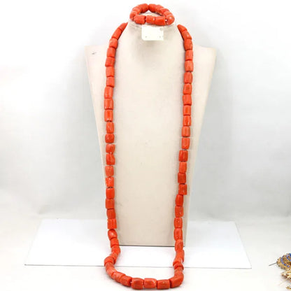 Ensemble Bijoux Perles Corail Naturel – Parure Marié Africain Orange