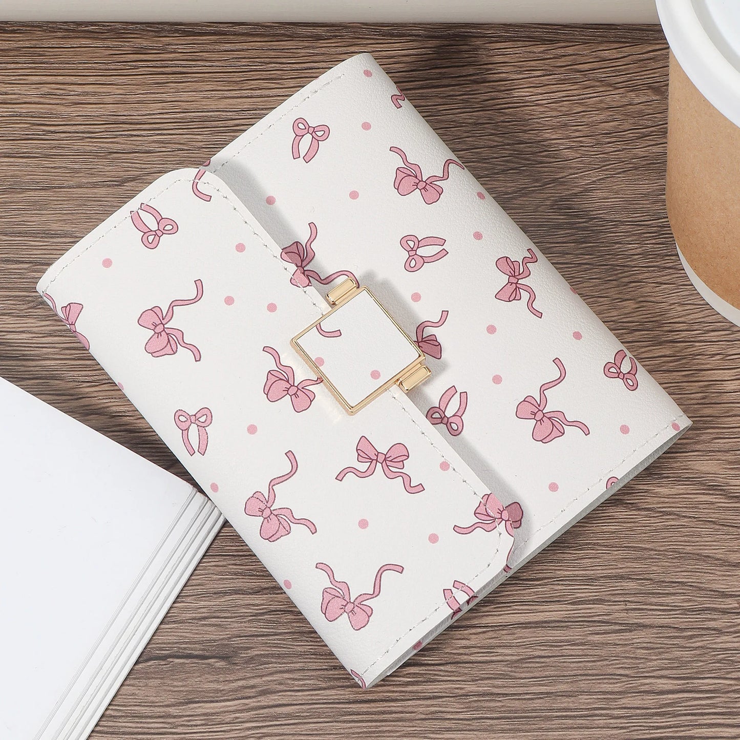 Portefeuille Femme Mini Pliable Multi-Cartes - Porte-Carte ID Fenêtre Voyage Extérieur Rose
