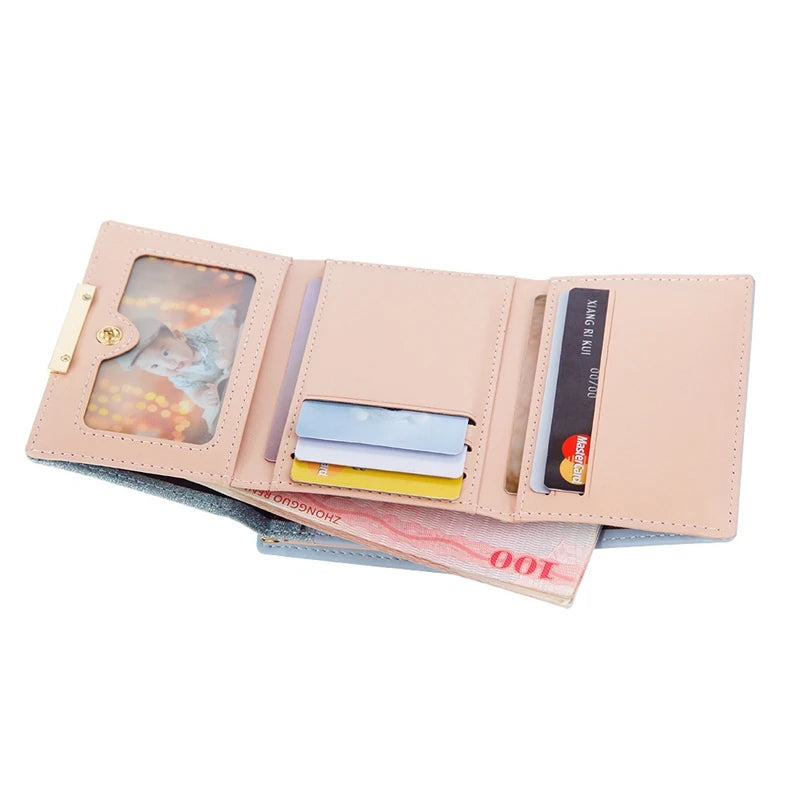 Portefeuille Femme Brillant Tri-Fold - Cartera Mujer Clutch Porte-Monnaie Simple
