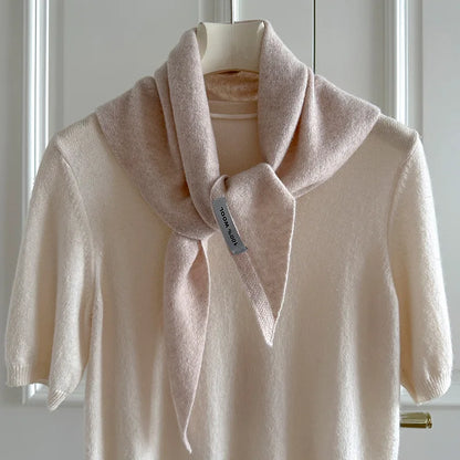 Foulard Triangle Laine 100% Femme - Écharpe Tricotée Style Britannique Multifonction Hiver