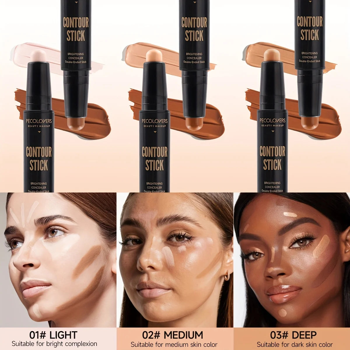 Correcteur Contouring Visage Bronzer - Base Maquillage Crème Fondation Beauté Femme Teinte 02