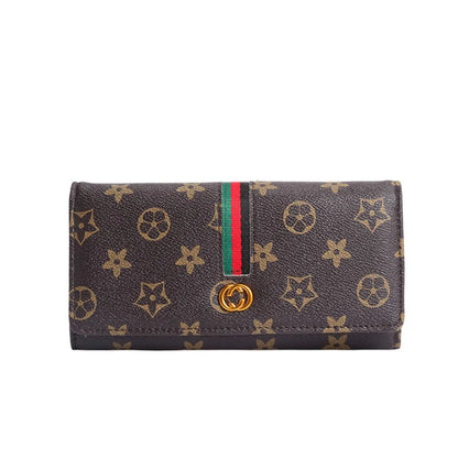 Portefeuille Long Femme Grande Capacité Motif Imprimé - Porte-Cartes Fermoir Métal
