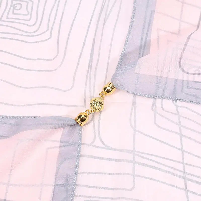 Luxury Square Scarf with Magnetic Buckle for Women, Pink - Triangle Cross Scarf for Autumn/Winter