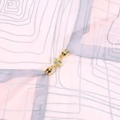 Luxury Square Scarf with Magnetic Buckle for Women, Pink - Triangle Cross Scarf for Autumn/Winter