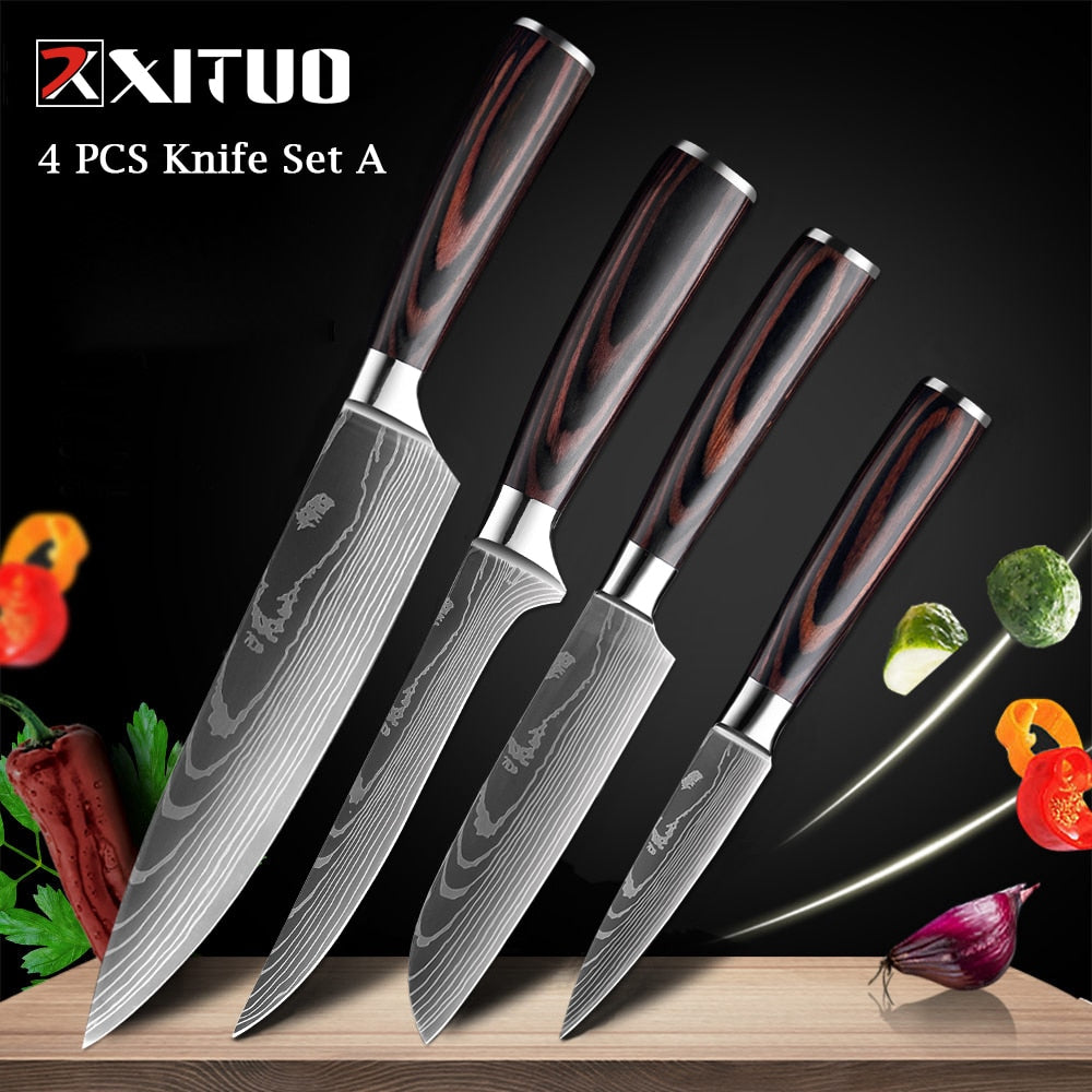 Couteaux de Chef Professionnels 1-10 Pièces - Set Cuisine Acier Inoxydable