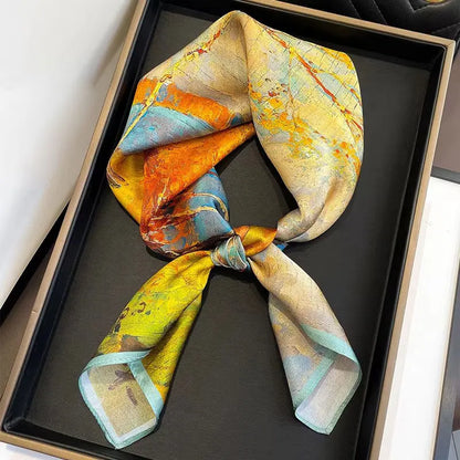 Foulard Carré Soie Naturelle 100% 65cm Femme - Bandana Headscarf Neckerchief Châle Luxe