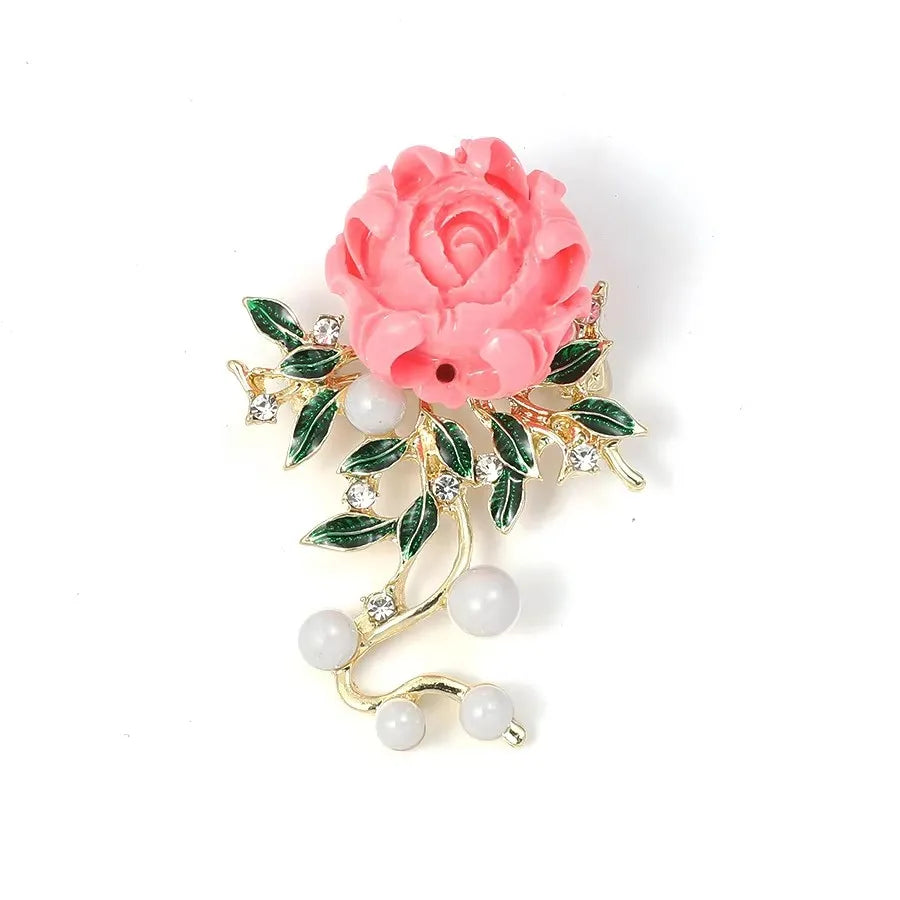 Broche Florale Romantique – Pin Élégant Rose Pivoine Iris