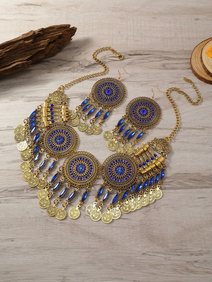 Ensemble Bijoux Bohème Gypsy Pièces Cristal – Collier Boucles Tribal