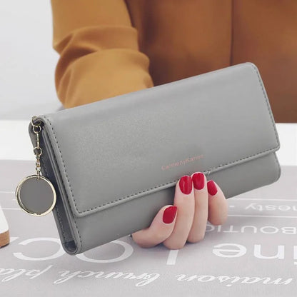 Portefeuille Femme Long Cuir PU Bleu Marine - Porte-Cartes Multifonction Pliable Clutch