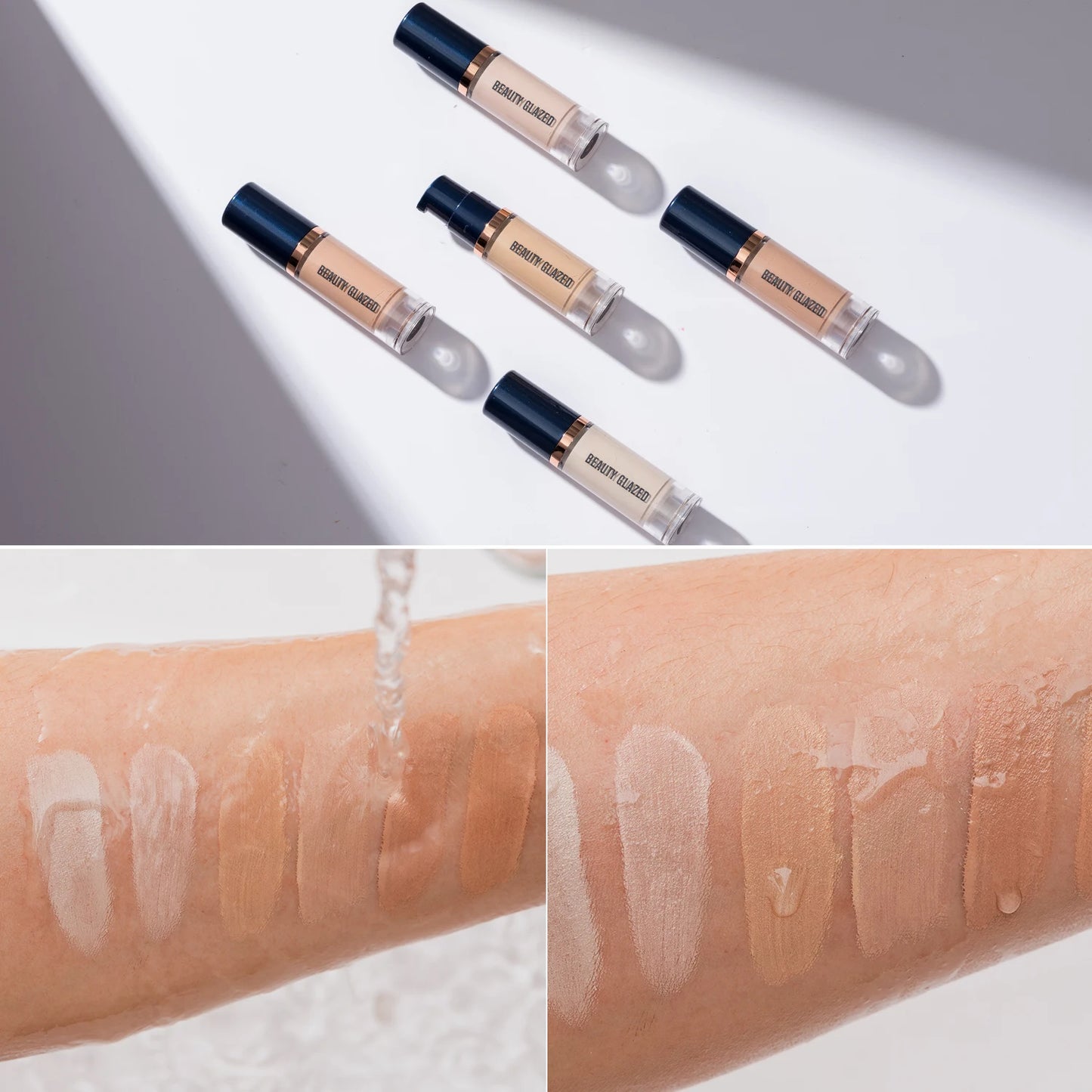 Fond de Teint Liquide Beauty Glazed 6 Couleurs - Couvrance Totale Waterproof Hydratant Effet Naturel Longue Tenue