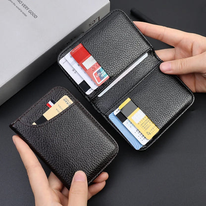 Portefeuille Homme Ultra-Mince Cuir PU - Mini Porte-Cartes Court Portable