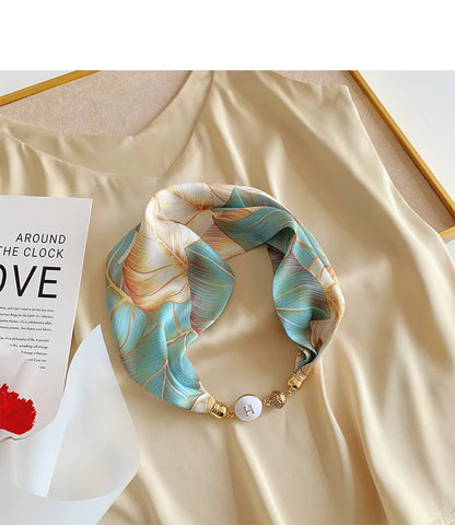 Women's Square Scarf with Magnetic Buckle - Versatile Summer Luxury Scarf/Necklace