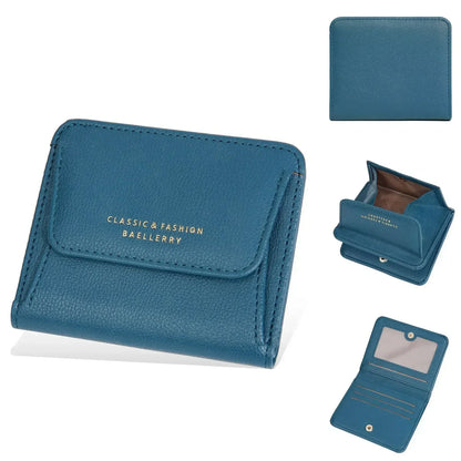Portefeuille Femme Court Mini Cuir PU Noir - Porte-Carte Porte-Monnaie Multifonction Compact Rouge
