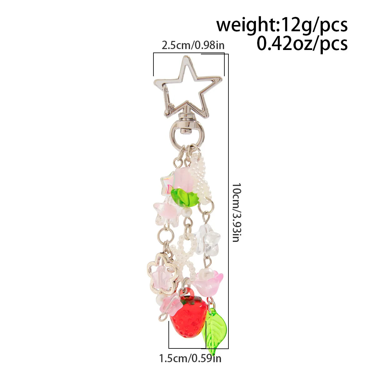 Porte-Clés Kawaii Perles Fraise Animé – Charm Sac Y2K Mignon
