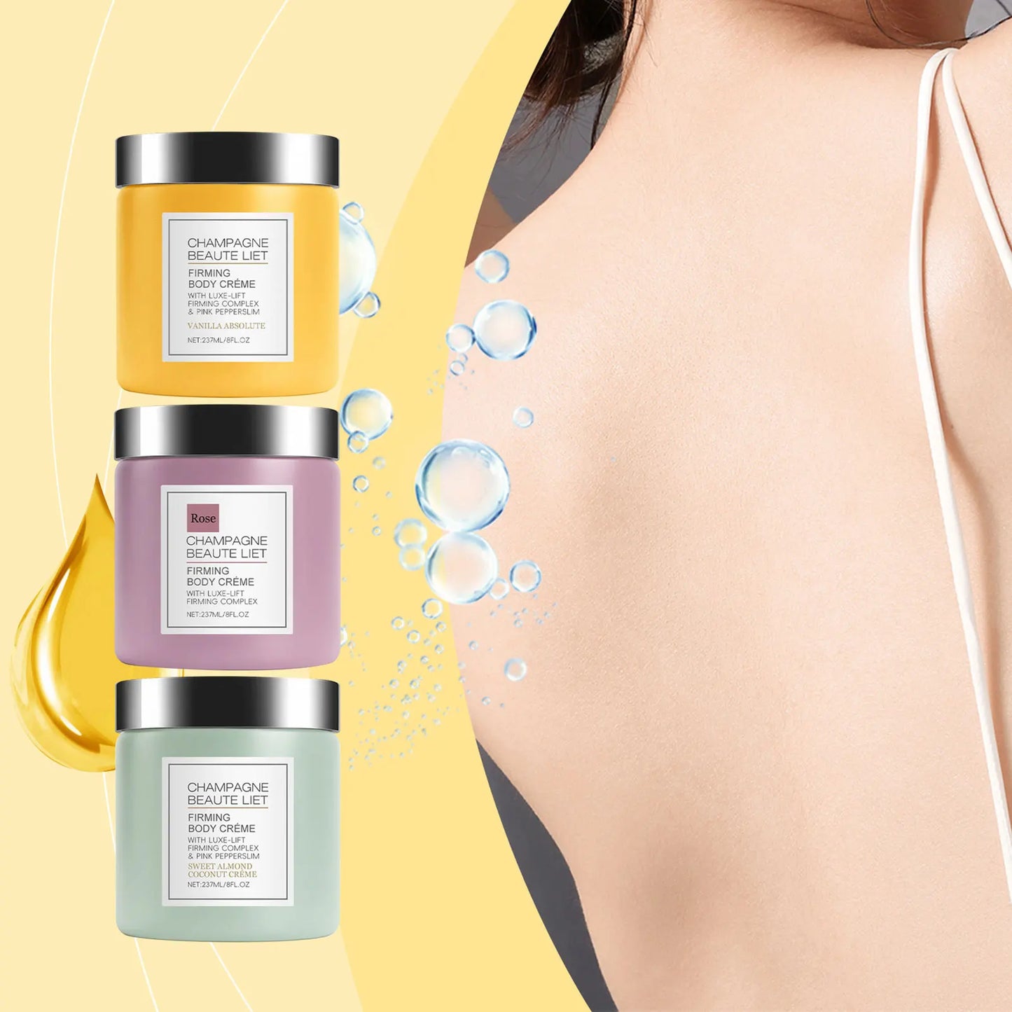 Crème Raffermissante Corps Champagne Pepperslim - Anti-Rides Hydratante Tonifiante Homme Femme Vanille