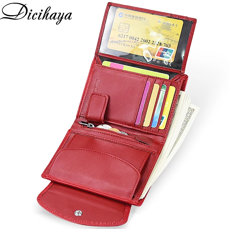 Portefeuille Femme Cuir Véritable - Porte-Monnaie Mini Clutch Porte-Cartes Bourgogne