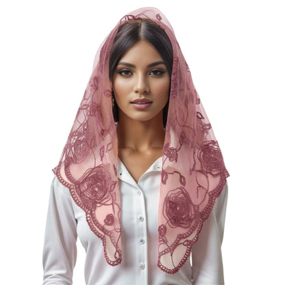 Foulard Mantille Dentelle Élégant Femme - Voile Église Catholique Mariée Photo Beige
