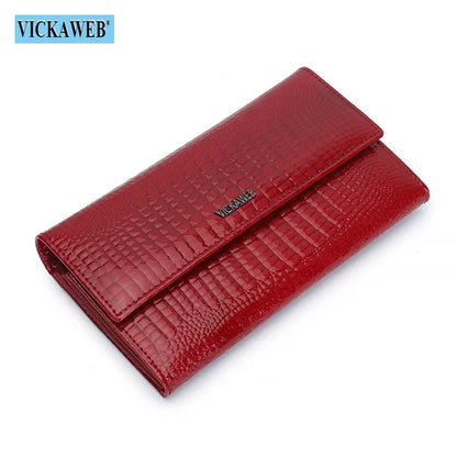 Portefeuille Femme Cuir Verni Noir - Porte-Monnaie Magnétique avec Fermoir Hasp Élégant