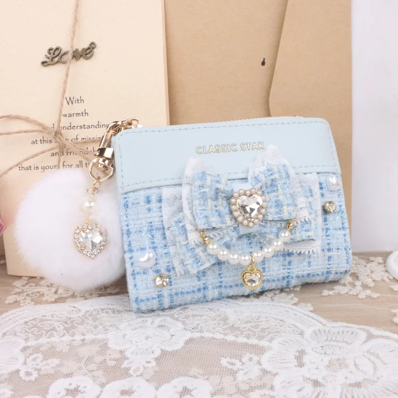 Portefeuille Femme Lolita Mignon Cuir PU - Court Porte-Cartes Monnaie Kawaii Cadeau Fille