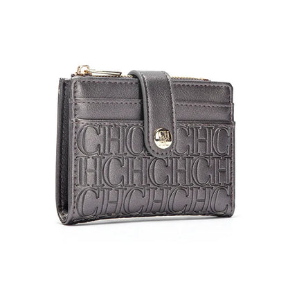 Portefeuille Femme Luxe Rétro Carré Bouton - Porte-Carte Pince Billets Compact Léger Classique