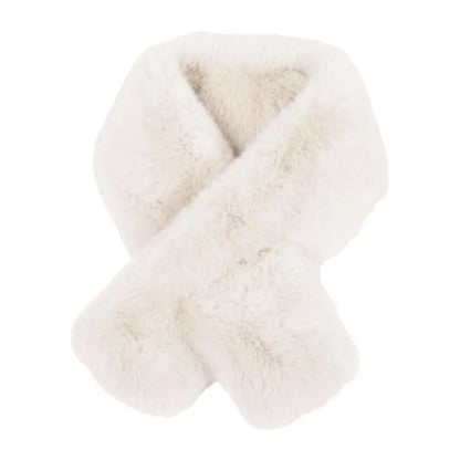 Foulard Écharpe Fourrure Lapin Peluche Femme - Col Croisé Chaud Épais Hiver