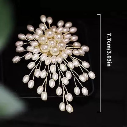 Broche Fleur Perles Luxueuse Statement – Pin's Élégant Décoration Vêtements Femme