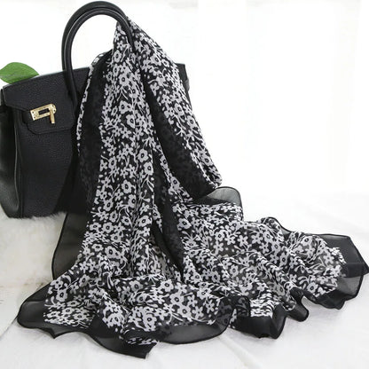 Foulard Écharpe Mousseline Petite Fleur Femme - Bandana Hijab Châle Été Protection Solaire