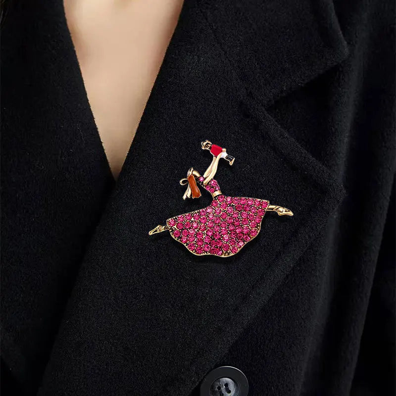 Broche Danseuse Ballet Cristaux – Pin's Vintage Élégant Femme Fille