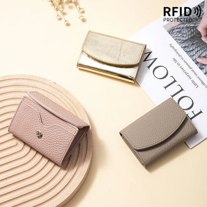 Portefeuille Femme Cuir Véritable Court Japonais - Compact Pliable avec Porte-Carte et Compartiment Billets