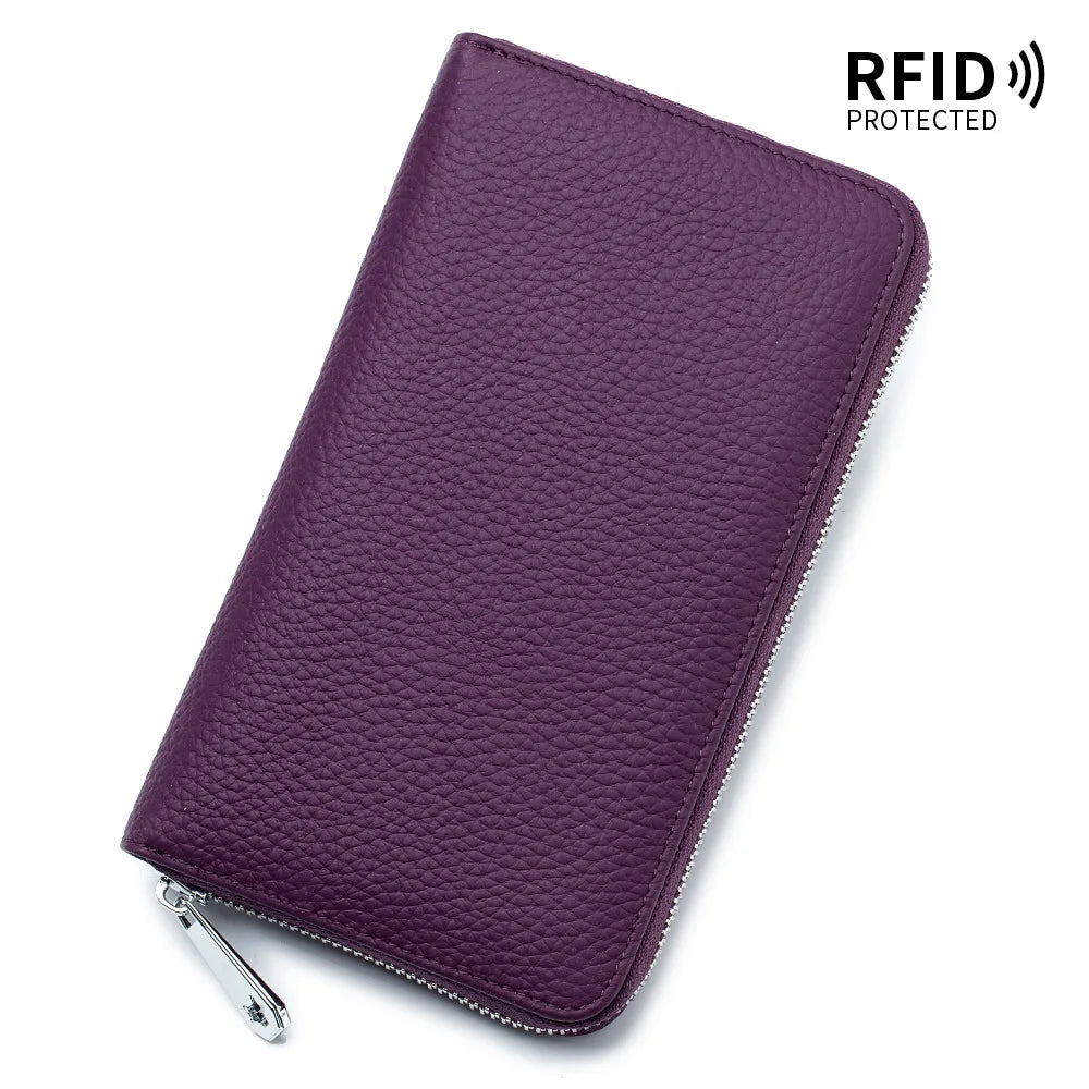 Portefeuille Femme Long Cuir Passeport Organisateur - Porte-Monnaie Clutch Bag Grande Capacité Rose