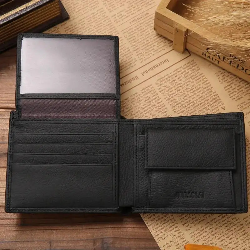 Portefeuille Homme Cuir Véritable - Porte-Cartes Court Premium Noir