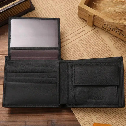 Portefeuille Homme Cuir Véritable - Porte-Cartes Court Premium Noir