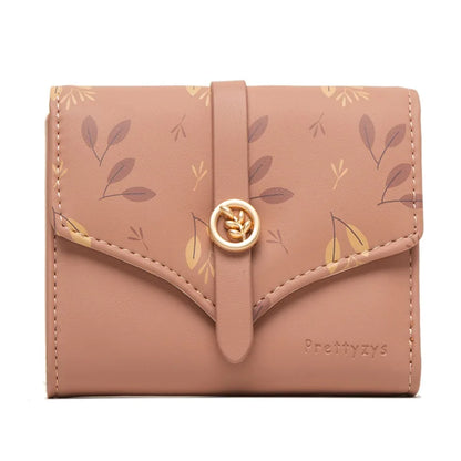 Portefeuille Femme Trifold Imprimé Floral - Pochette avec Fermoir et Porte-Cartes