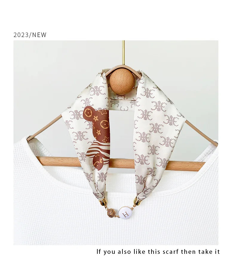 Women's Square Scarf with Magnetic Buckle - Versatile Summer Luxury Scarf/Necklace