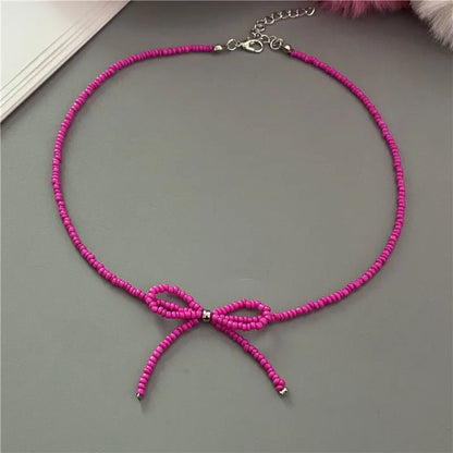 Collier Choker Perles Riz Nœud Papillon – Vintage Élégant Femme Fille