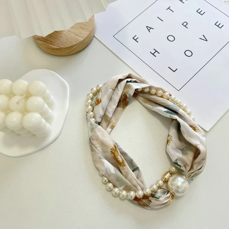 Foulard Perles Protection Solaire Femme - Boucle Magnétique Pendentif Été Long