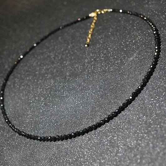 Collier Choker Perles Noires Minimaliste - Ras-du-Cou Court Élégant