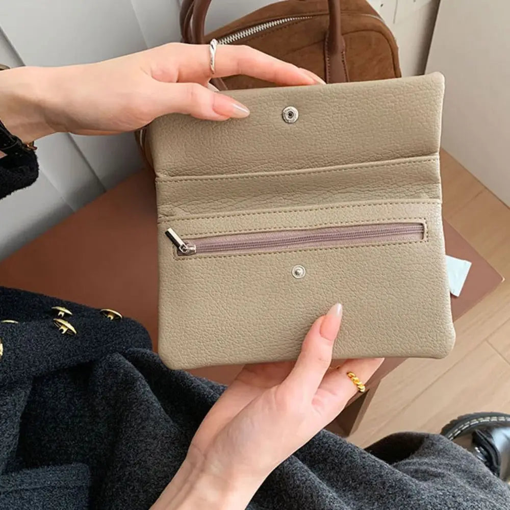 Portefeuille Long Femme Enveloppe Cuir PU - Clutch Fermeture Éclair Multi-Fonctions
