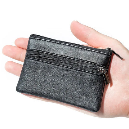 Porte-Monnaie Cuir Zipper Homme Femme - Mini Wallet Porte-Clés Compact