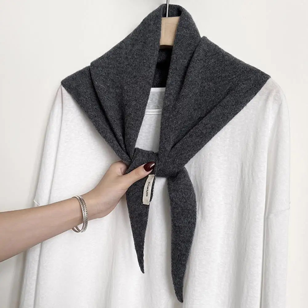 Foulard Triangle Laine 100% Coréen Femme - Écharpe Cachemire Longue Chaude Châle Tricotée