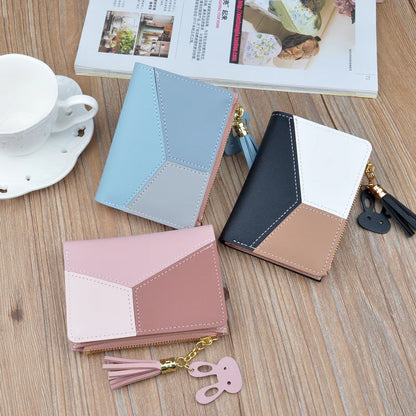Portefeuille Femme Court Cuir PU Noir - Porte-Monnaie Pliable Compact avec Porte-Cartes