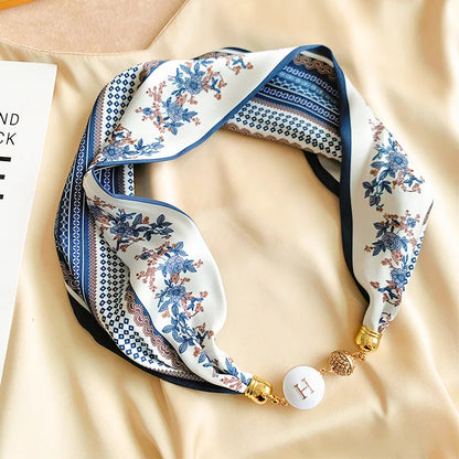 Women's Square Scarf with Magnetic Buckle - Versatile Summer Luxury Scarf/Necklace