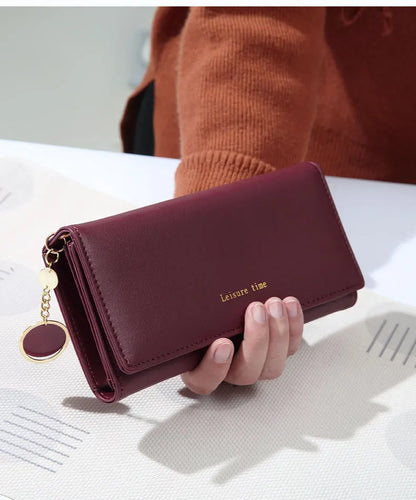 Portefeuille Femme Long Trifold Cuir - Pochette Porte-Cartes avec Lettres