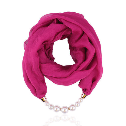 Foulard Collier Pendentif Couleur Unie Femme - Écharpe Neckerchief Bijou Hijab Accessoire