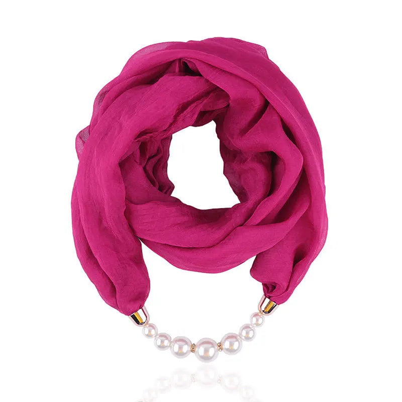Foulard Collier Pendentif Couleur Unie Femme - Écharpe Neckerchief Bijou Hijab Accessoire
