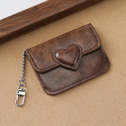 Portefeuille Femme Cuir PU Cœur - Porte-Cartes Anti-Magnétique Voyage Monnaie