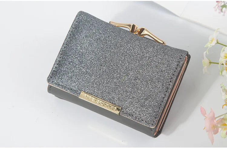 Portefeuille Femme Brillant Tri-Fold - Cartera Mujer Clutch Porte-Monnaie Simple