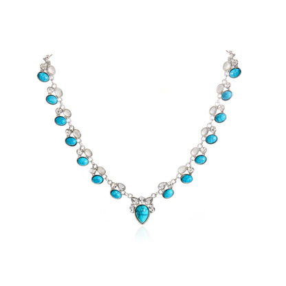 Collier Bohème Fleurs Blanches Vertes - Ras-de-Cou Perles Femme - Bijou Statement